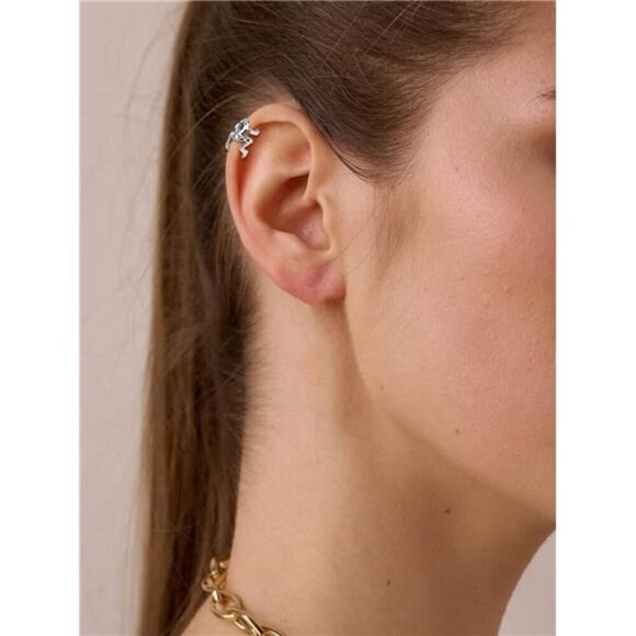 Frog Earrings Cuff Silver Cute Animal Jewelry for Women Accessory Gift - Picture 4 of 7